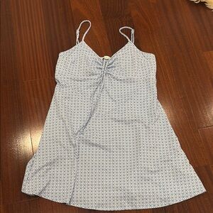 Blue Patterned Spaghetti Strap Dress